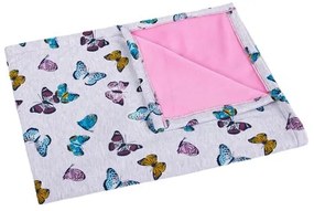 Pătură pentru copii Bellatex  Bára Butterfly roz, 75 x 100 cm