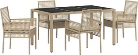 vidaXL Set de masă pentru grădină 5 pcs Bej poliratan