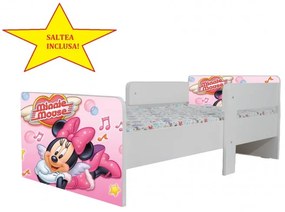 Pat Star imprimat cu Minnie Mouse, cu protectie si saltea, 130x60 cm