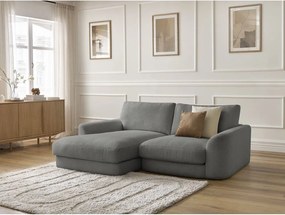 Colțar gri închis cu tapițerie din țesătură bouclé (cu colț pe partea stângă/cu șezlong) Leonore – Bobochic Paris