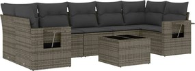 vidaXL Set canapele de grădină cu perne, 8 piese, gri, poliratan