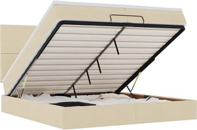 vidaXL Cadru de pat otoman cu saltele crem 200x200cm stofa