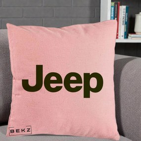 Perna Personalizata cu emblema Jeep, 40x40 cm, Roz, Husa Detasabila, Perna Inclusa, BEKZ®