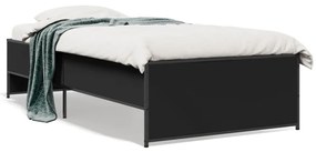 vidaXL Cadru de pat, negru, 100x200 cm, lemn prelucrat și metal