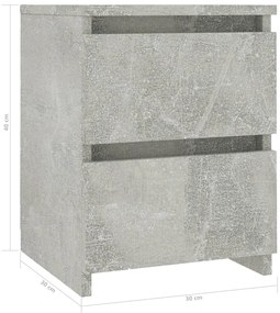 Noptiere, 2 buc., gri beton, 30 x 30 x 40 cm, PAL 2, Gri beton