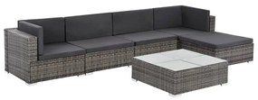 44607 vidaXL Set mobilier de grădină cu perne, 6 piese, gri, poliratan