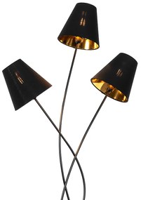 Lampă de podea design negru cu 3 lumini aurii - Melis