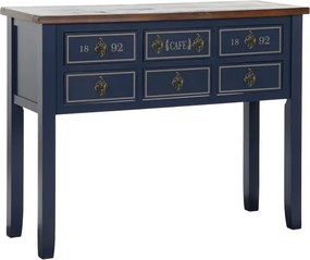 Consolă vintage albastru marin din lemn de paulownia, „Cafe 1892"