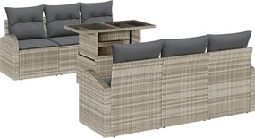 vidaXL Set de canapele pentru grădină 7 pcs Gri deschis Poli Rattan