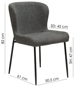 Scaun de dining DAN-FORM Denmark Glam, gri închis