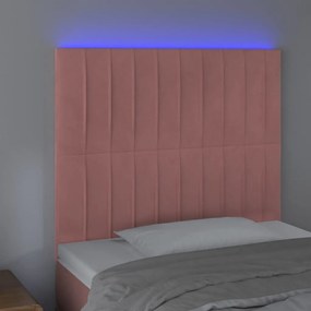 Tablie de pat cu LED, roz, 90x5x118 128 cm, catifea 1, Roz, 90 x 5 x 118 128 cm