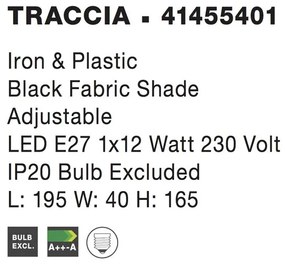 Lampa de podea din metal si plastic negru cu abajur ajustabil Traccia