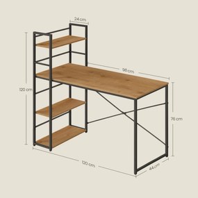 Birou MAX 4.0 SONOMA cu raft și picioare albe 120x44 cm