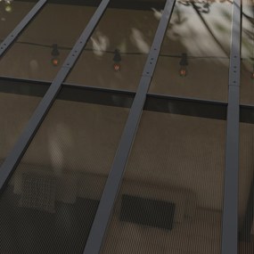 Outsunny Pergolă metalică 3 x 3 m, pergolă de grădină cu acoperiș impermeabil, independentă, rezistentă la vânt, rezistentă la UV, Gri închis | Aosom Romania