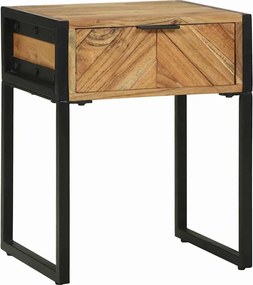 vidaXL Noptieră Maro 40 x 35 x 50 cm Lemn masiv de acacia și metal