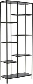 Etajera COSTA A, negru mat, PAL laminat/metal, 70x30x178 cm