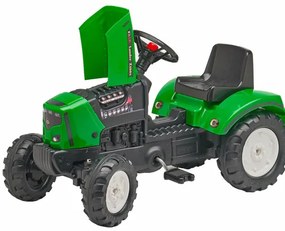 Tractor Falk pentru copii, cu pedale si remorca, Verde