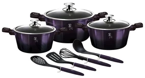 RESIGILAT - Set oale marmorate cu capace 10 piese Purple Eclipse Berlinger Haus BH 7141