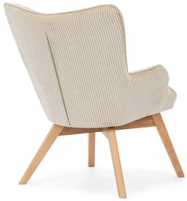 Fotoliu bej cu tapițerie din catifea reiată Niko – Ropez