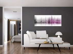 Tablou - Panorama orașului, roz-gri (120x50 cm)