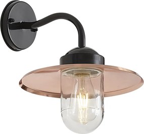 Lampă modernă de perete pentru exterior neagră cu cupru IP44 - Kansas