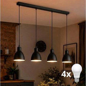 Brilagi - Lustră LED suspendată pe cablu RIDDY 4xE27/60W/230V neagră
