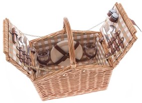 Coș de picnic din răchită pentru 2 persoane, 40 x28 x 25 cm, 3,5 kg
