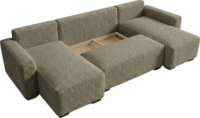 Set de canapele extensibil in forma de U SMART BOUCLE 303x143 cm, gri-maro