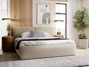 Pat de o persoană 120 cm Sekozzo (Bej) (cu somieră) (cu sp. depozitare). Promo -17%. 1103551