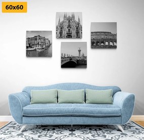 Set tablouri orașe istorice în design alb-negru
