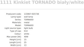 Aplica de perete design modern Tornado alb