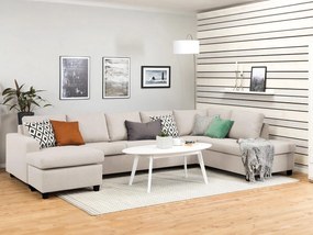 Colțar Scandinavian Choice C161Beige, Negru, 344x199x80cm, Picioare: Plastic