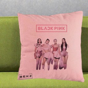 Perna Personalizata K-pop BLACKPINK Fotografie Grup Tinute Roz, 40x40 cm, Roz, Husa Detasabila, Perna Inclusa, BEKZ®