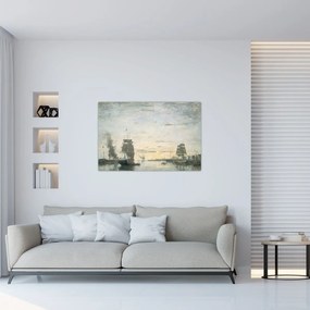 Tablou - Eugène Boudin, Entrance to the Harbor, Le Havre, reproducere (90x60 cm)