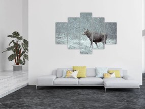 Tablou - Elan într-o pădure înzăpezită (150x105 cm)