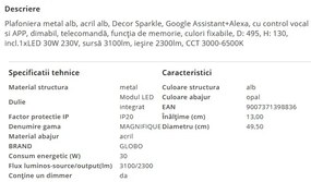 Plafoniera LED dimabila cu telecomanda MAGNIFIQUE 30W