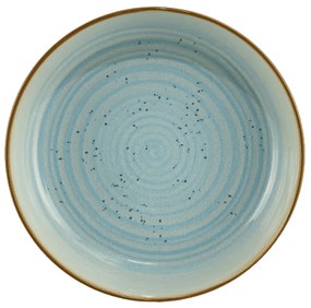 Eleganța Ivory: Farfurie Adâncă cu Spirale Albastre, 18 cm