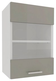 Corp haaus Karo, O Usa, cu sticla, Gri Lucios/Alb, MDF, 40 x 30 x 60 cm