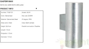 Aplica de perete exterior dubla IP54, Castor Maxi 71381131NL
