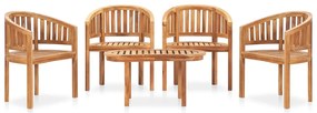 vidaXL Set mobilier grădină tip banană, 5 piese, lemn masiv de tec