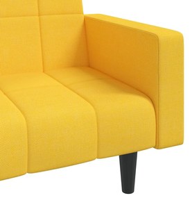 Canapea extensibila cu 2 locuri, 2 perne, galben, textil Galben, Fara suport de picioare