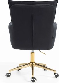 HR250K Scaun Catifea Neagră Bază Aurie