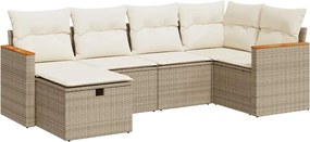 vidaXL Set canapele de grădină cu perne, 6 piese, bej, poliratan