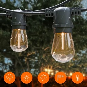LED Stm ghirlandă decorativă solară 10xE27/3V USB 2400 mAh 10,62 m IP65 neagră + telecomandă