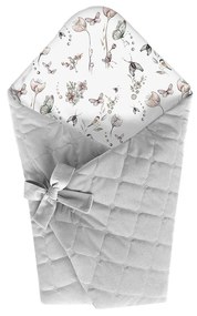 Wrap Babyhorn nou nascut, Paturica de infasat cu doua fete, Cu multiple utilizari, Din bumbac si catifea, Nature Grey