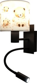 Brilagi - Lampă LED flexibilă BOBO 1xE27/25W/230V + LED/3W negru/alb/cu ursuleți