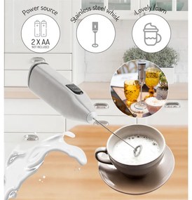Mixer Frappe Adler AD 4500, Agitator și corp din oțel inoxidabil, 2xAA, Argintiu
