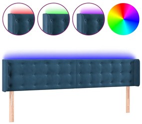 3123728 vidaXL Tăblie de pat cu LED, albastru închis, 163x16x78/88 cm, catifea