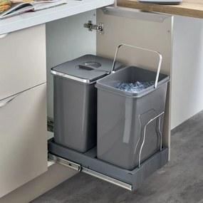 Cos gunoi incorporabil Patty 45 Automatic Ecomax, colectare selectiva, gri antracit, 2 x 20 l Polipropilena Metal, 450 mm, L:305 mm; A:470 mm; H:460