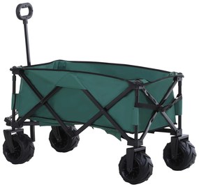 Outsunny Cărucior de Grădină cu Mâner Telescopic, Cărucior pentru Transport Obiecte până la 70 kg, 108x55 cm, Verde | Aosom Romania